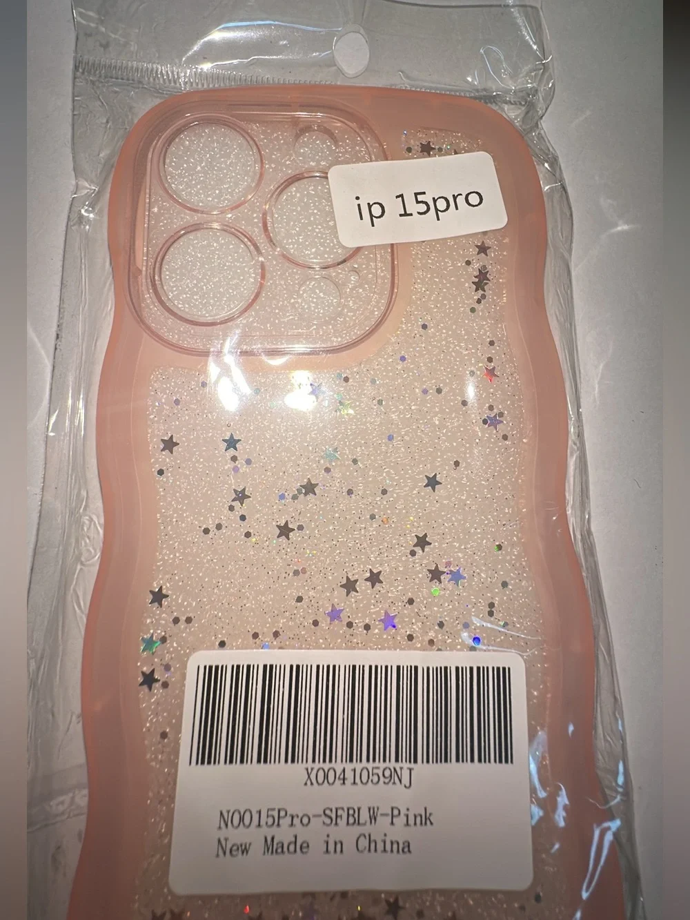 NWT Pink Wavy Glitter Stars iPhone 15 Pro Case